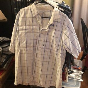 Under armor plaid short sleeve button down shirt